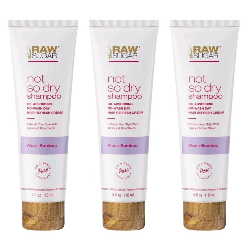 Raw Sugar Dry Shampoo Aloe Bamboo Hair Refresh Cream 4oz 3 Pack
